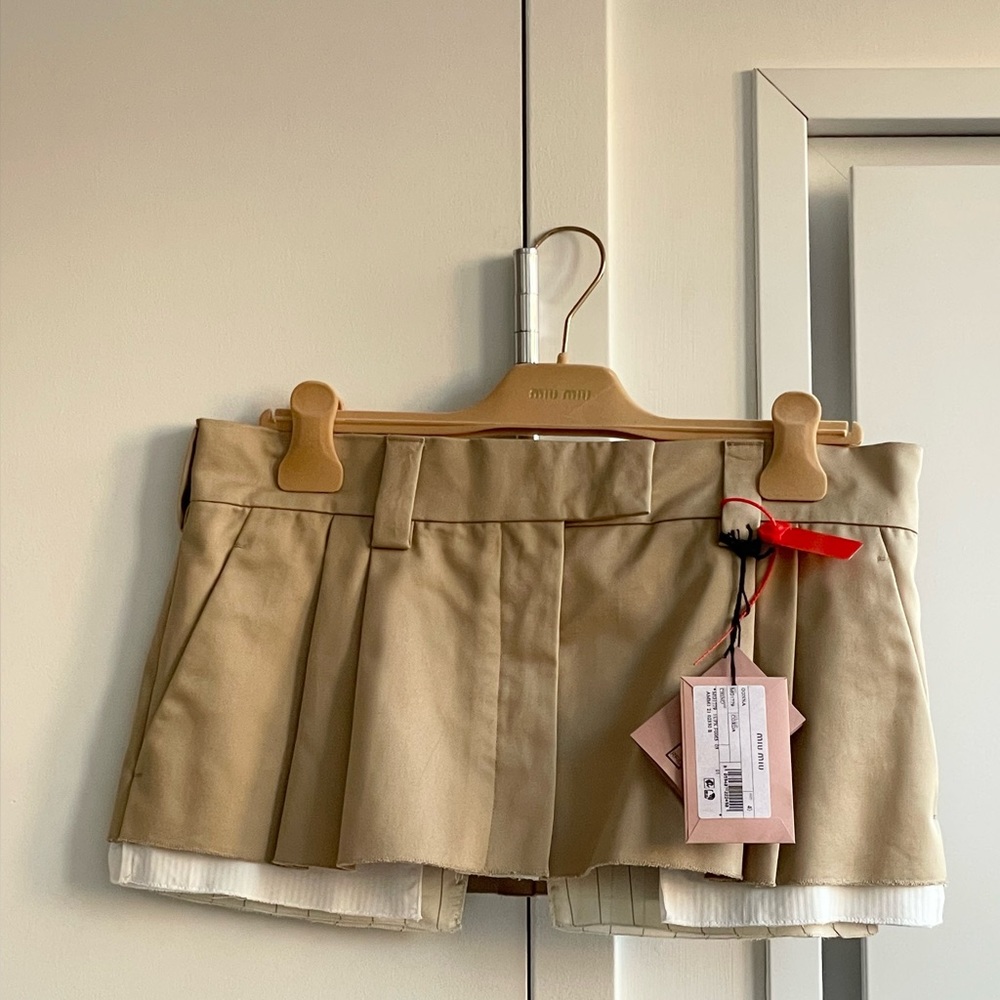 Miu Miu Skirt Cotton Beige, NEW WITH TAG